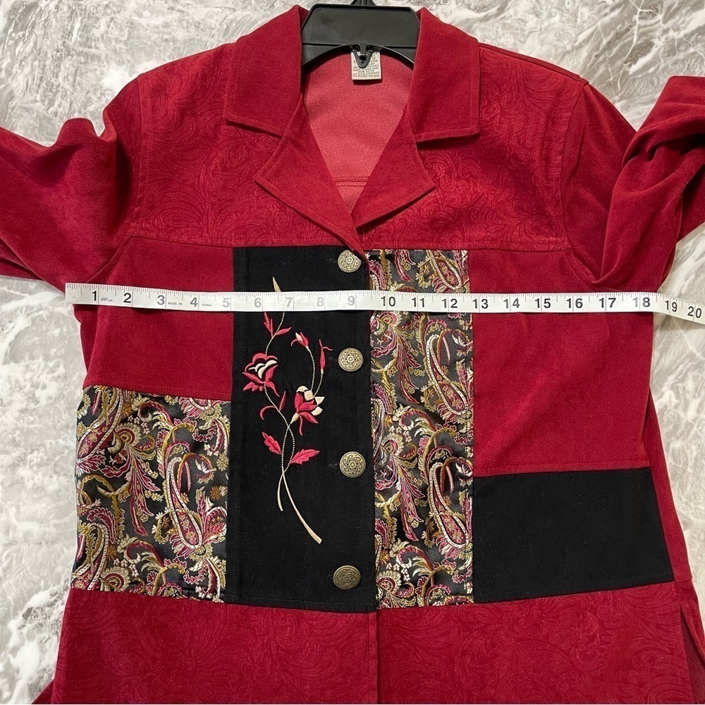 Notations Women’s Paisley 4 Button Vintage Jacket In Red And Black Size PS Retro - Picture 6 of 10